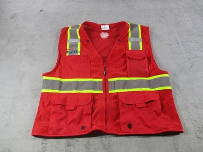 Kishigo Safety Vest Mens L-XL Red Hi Vis Reflective Mesh Shell TapUp B103 - Image 1 of 4