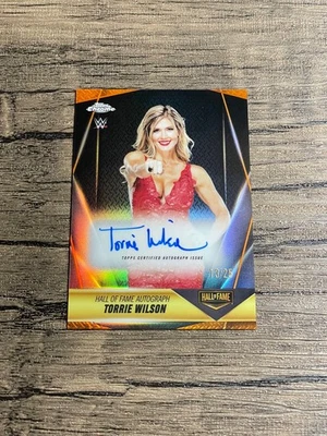 2025 Topps Chrome WWE Torrie Wilson Hall of Fame Orange Refractor Auto /25 - Image 1 of 2