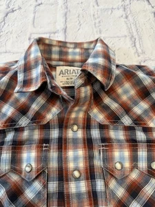 Ariat Retro Fit Pearl Snap Shirt Men’s Small Plaid Rustic Long Sleeve, Ariat S - Picture 1 of 11