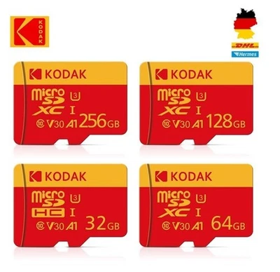 Kodak MicroSD Karte Class 10 U3 32GB 64GB 128GB 256GB bis 100MB/s 5er 10er Pack - Bild 1 von 4