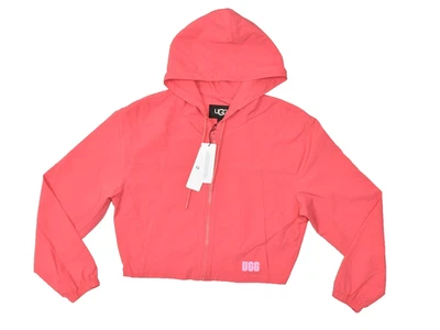UGG Women's Pink Cropped Hooded Jacket Full Zip Regular Size L New w/Tags — 第 1/4 张图片