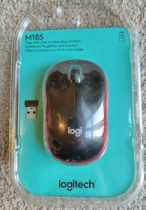 Logitech M185 Wireless Mouse, 2.4GHz with USB Mini Receiver, Red - Picture 1 of 10