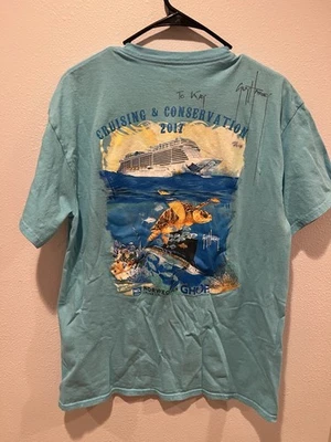 Women’s Guy Harvey Autographed short  Sleeve Shirt Norwegian Cruise Turtle Large - Image 1 of 4