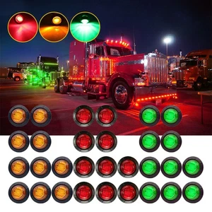 Round Red Amber Side Marker Lights 12V Truck Trailer 3/4" LED Bullet Light Lamp - Picture 1 of 27