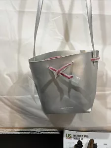 ISSEY MIYAKE Metallic Silver BUCKET Crossbody SHOULDER Sak BAG Fuchsia Tie - Picture 1 of 11