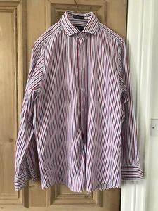 Hackett 120'S 2 Ply Cotton Striped Long Sleeve Men's Stripe Shirt Size 16.5 /42 - Picture 1 of 4