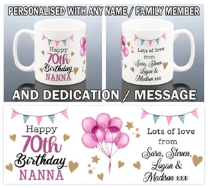 70. GEBURTSTAG TASSE Geburtstagsgeschenk 70 Jahre Tasse Mutter Oma Nana Nanny Nanna Oma - Bild 1 von 4