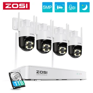 ZOSI 5MP Funk Überwachungskamera Set Außen Wi-Fi 6 Farbnachtsicht Ton 8CH 1T NVR - Bild 1 von 10