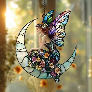 Fairy Butterfly Acrylic Suncatcher, Spring Fairy Flying Window Hanging Decor - Picture 1 of 7