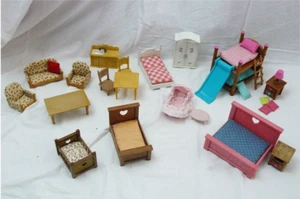 LOT Calico Critters Epoch Sylvanian Kitchen Living Bedroom Furniture Crib Bunks - Picture 1 of 3