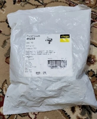 PureFlow V 46233 1/2" Crimp x 1/2" FPT PEX Crimp 90° Elbow Drop Ear Brass 10 pk - Image 1 of 2