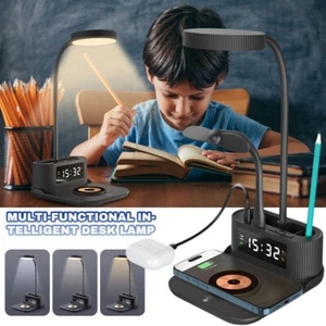 LED Desk Light Dimmable Touch Sensor Table Bedside Reading Lamp Wireless Charger - Picture 1 of 12