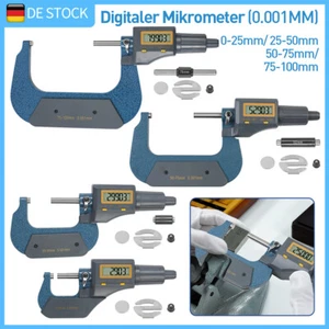 0-100mm Elektronisch Digital Bügelmessschraube Mikrometer Mikrometerschraube Set - Bild 1 von 15