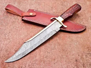 15" Custom Handmade Damascus Blade Camping Hunting Knife Bowie Knife WD-8191 - Picture 1 of 12