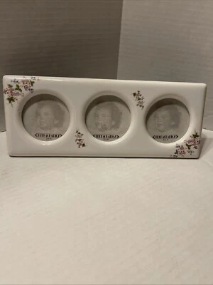 Marco de fotos terragráfico de cerámica vintage de 3 se adapta a fotos de 3 “x 4” Foto 1 de 4