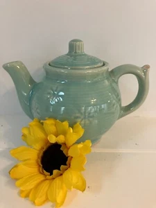 Vintage Shawnee Keramik Teekanne Türkis Aqua Schneeflocke Starburst KLEIN MINI Tee - Bild 1 von 15