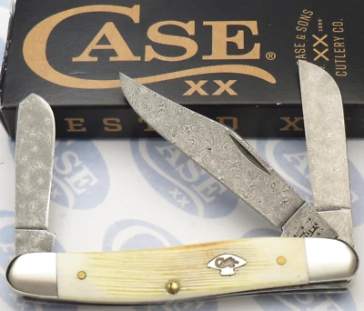 Нож прикладной Case XX USA 2014 Stamp 6347 - дамасские лезвия - с рифленой натуральной костью - Изображение 1 из 4
