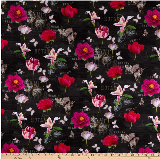 BTY M Miller MON AMI 笔记本黑色印花 100% 棉被子织物 YARD 出品 — 第 1/1 张图片