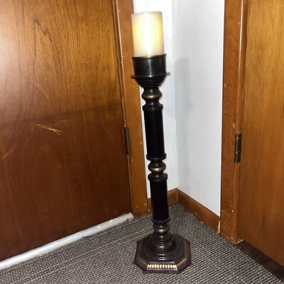 🕯Bronze Black Hurricane Style CANDLE HOLDER ~ Candle Stick Stand 24 Inches Tall - Image 1 of 4