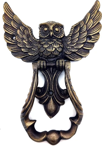 Metal Antique Finish Owl Front Door Handle Heavy Duty Shape Knockers for Garden Cover