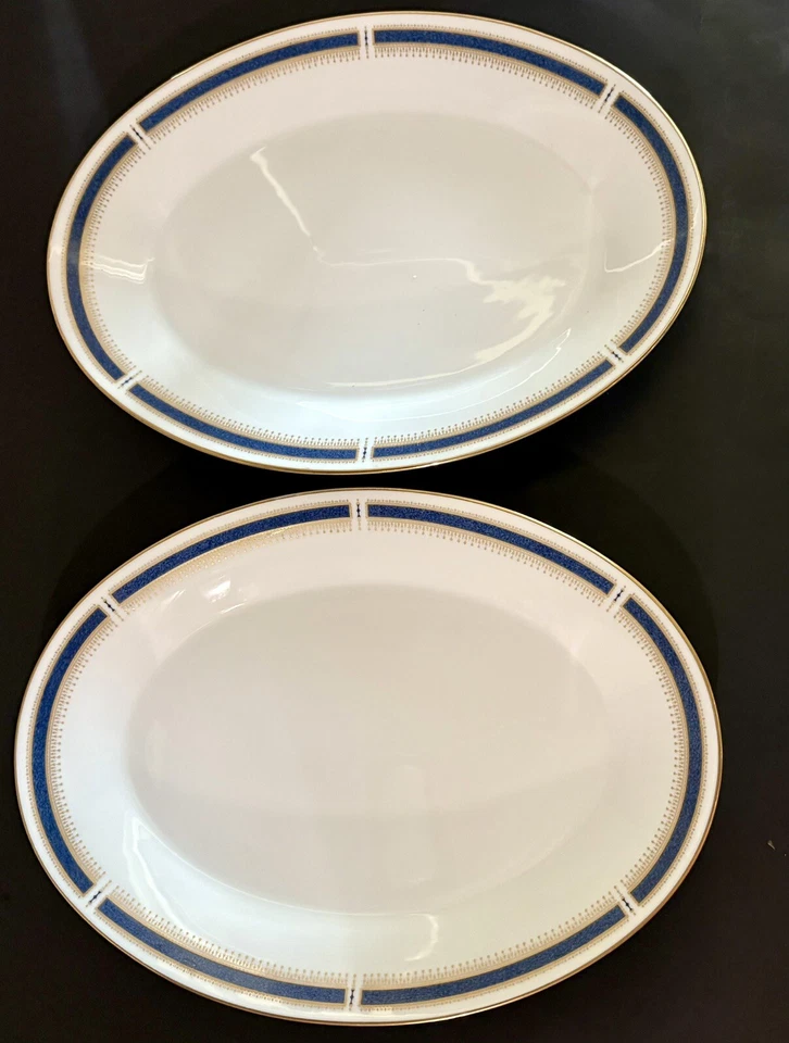Juego de 2 platos para servir Noritake Blue Dawn 6611 16" azul dorado Foto 1 de 4