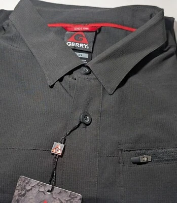 Gerry Men's Short Sleeve Woven Renegade Shirt 40+ UPF Quick Dry  Black Medium - Image 1 of 4