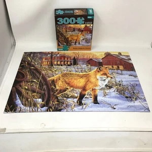 Buffalo 300 pcs Puzzle Red Fox Snow Winter Hiding Place Darrell Bush 15" by 21" - Picture 1 of 8