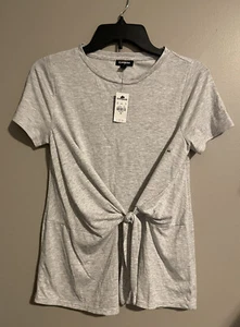 Express Top Damen Gr. XS vorne zum Binden Kurzarm grau - Bild 1 von 4