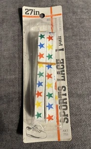 Vintage Pentapco 27" Stars Shoe Laces 1 Pair White Made In USA ⭐️ ⭐️ - Picture 1 of 1