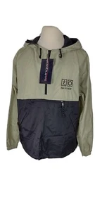 Swingster New Mens Sz L Black & Moss hooded Windbreaker Jacket B39 - Picture 1 of 12