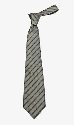 JOHN VARVATOS GRAY CLASSIC STRIPED Men's Tie Classic 100% Silk HAND MADE ITALY - Image 1 of 3