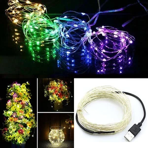 Waterproof USB LED Copper Wire String Fairy Lights Strip 5M 10M For Xmas Party - Picture 1 of 19