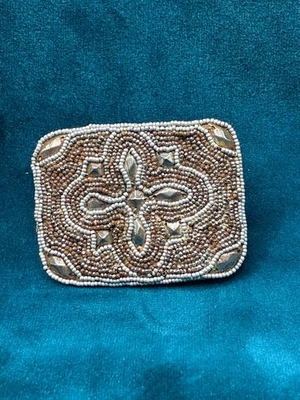 Vintage Victorian Beaded Single Shoe Clip Steel Cut Marcasite France 2 3/8" READ - Image 1 of 4