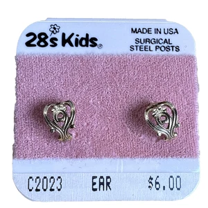 28a- Vintage Set Of 28’s Kids Made In USA Steel Post Gold Earrings  - Picture 1 of 3