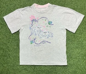 Vintage Colorado Rhinestone Kitten Floral Graphic Tee Shirt Size XL - Picture 1 of 8