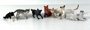Safari Ltd Lot of 7 Solid Domestic Cats Abssinian Siamese Balinese Gray Tabby - Picture 1 of 20