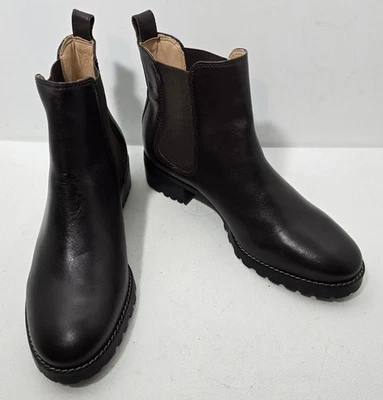 Talbots Leather Ankle Boots Gored Stretch Pull On Round Toe Dark Brown Size 10 M - Imagem 1 de 4