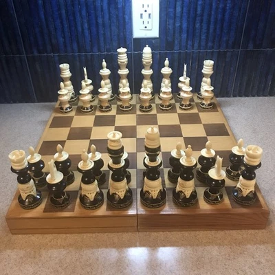 老式 60 年代讲坛手工雕刻墨西哥象棋套装见说明 — 第 1/4 张图片