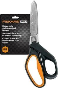 Fiskars Powerarc 8" Shop Shears, Heavy Duty Serrated Stainless Steel Scissors wi - Picture 1 of 12
