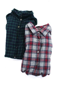 J Crew Boys Cotton Plaid Print Buttoned Long Sleeve Top Green Size 2 Lot 2 - Picture 1 of 3