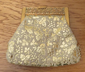 Vintage Ganulne ? Leather Coin Purse West Germany Gold with Clasp 4" x 4" - Picture 1 of 6