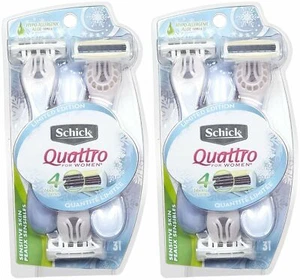 Schick Quattro for Women Sensitive Skin 4 Blades Disposable Razor 3 Count 2 Pack - Picture 1 of 2