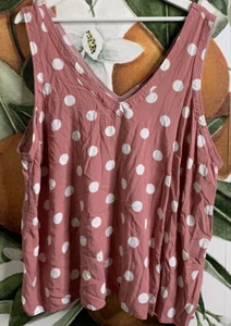 Top rosa tórrido talla 3 3X sin mangas a lunares cuello en V y espalda - Imagen 1 de 6