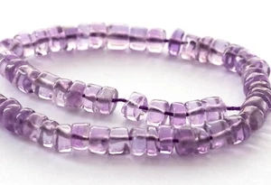 HALF STRAND NATURAL BRAZIL AMETHYST SMOOTH HEISHI BEADS, 4 MM, GEMSTONE - Picture 1 of 3
