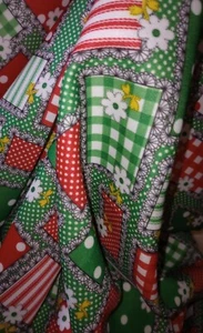 Cheater Fabric Patchwork Scrap Vtg Red Green  - Picture 1 of 12