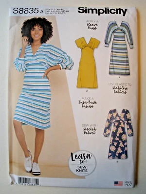 Simplicity Pattern 8835 Misses' Knit Pullover Uncut Dress Size XS-XL uncut - Image 1 of 2