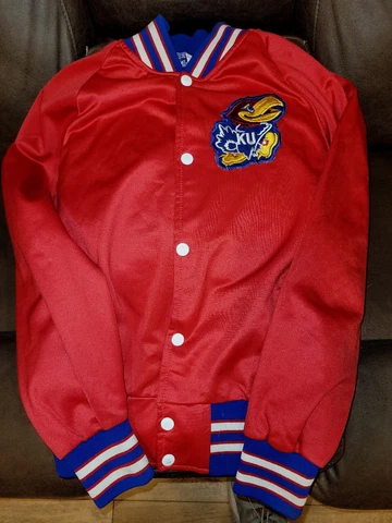 1960's-70's Kansas Jayhawks Basketball Game Warm-up Jacket KU BIKE CO Cover