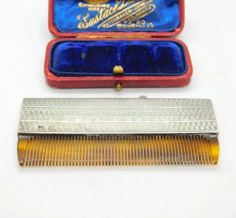 Hair Comb Retractable Deakin & Francis Ltd in Sterling Silver Vintage Art Deco Cover