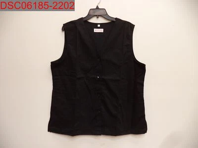 Stain, Fit By White Cross Women's Black Button Front Solid Scrub Vest, Size XL - Image 1 of 4