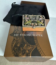 New Vintage Jay Strongwater Butterfly  Trinket Box Enameled Crystals Golden